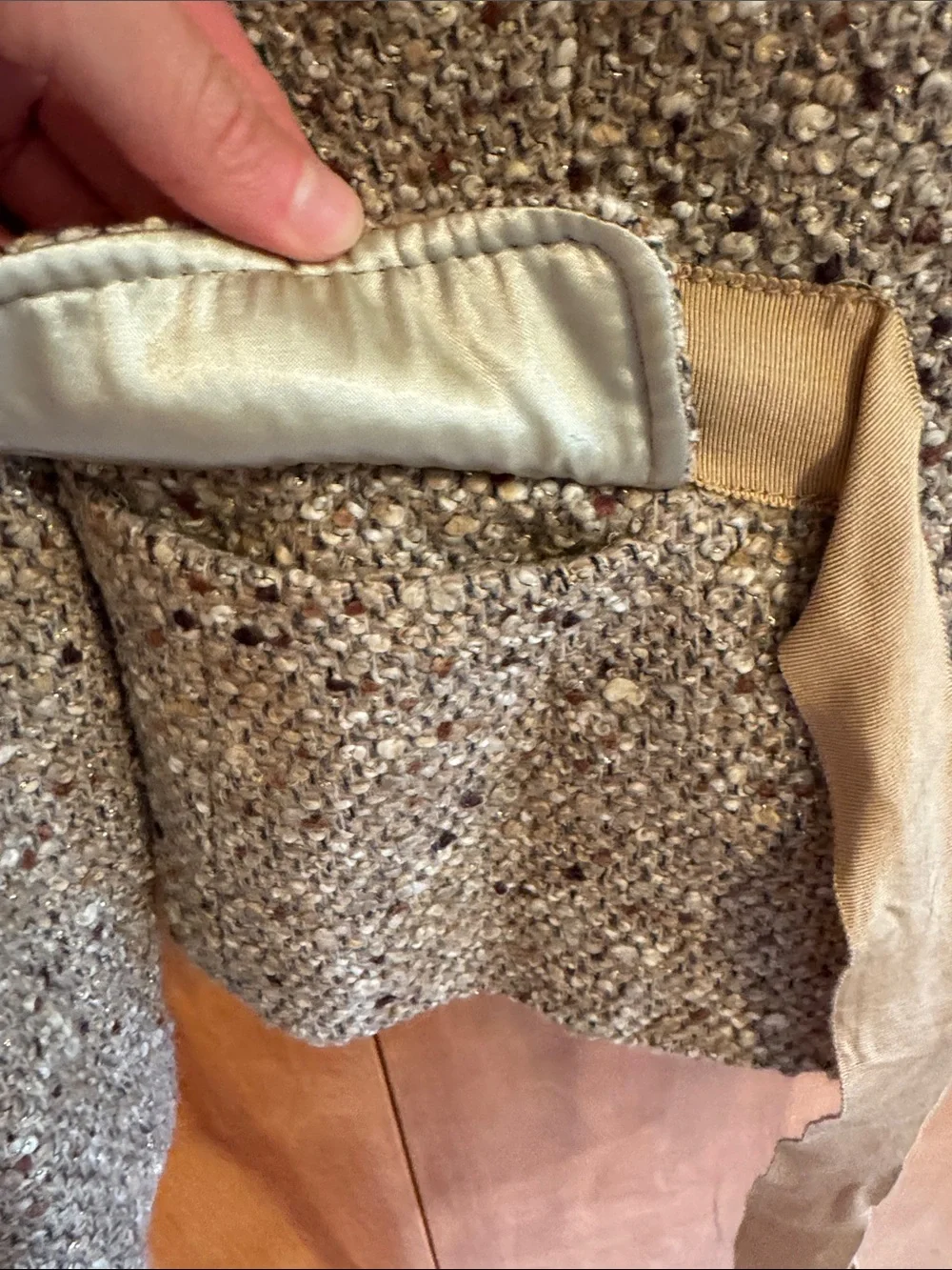 J. Crew Neutral Speckled Tweed Belted Blazer